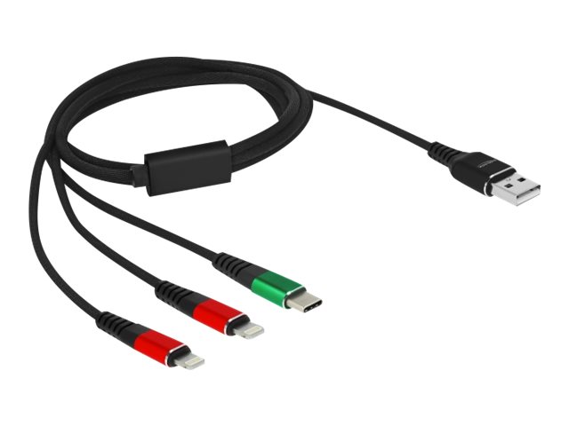 Delock 3 in 1 - Kabel nur zum Laden - USB männlich zu 24 pin USB-C, 2 x Apple-Beleuchtung männlich
