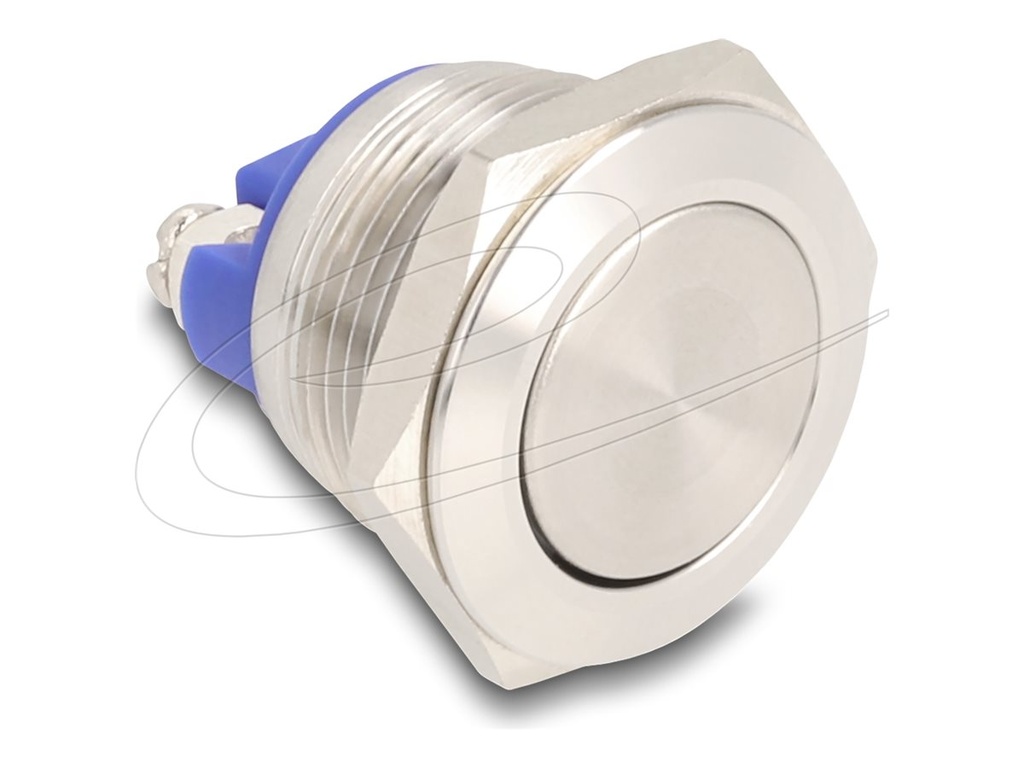 Delock Drücktaster - for installation 19 mm, 2 x screw terminal, actuator flat