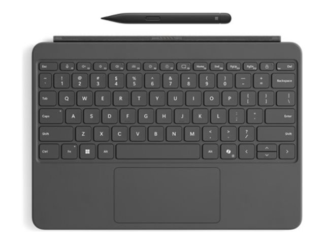 Microsoft Surface Pro Keyboard - 12-inch - Tastatur - mit Touchpad, Beschleunigungsmesser - hinterleuchtet - magnetische Dockingstation - QWERTZ - Deutsch - Slate - 70% Recyclingpapier-basierte Verpackung - mit Slim Pen - für Surface Pro Copilot+ PC for Business (12-inch)