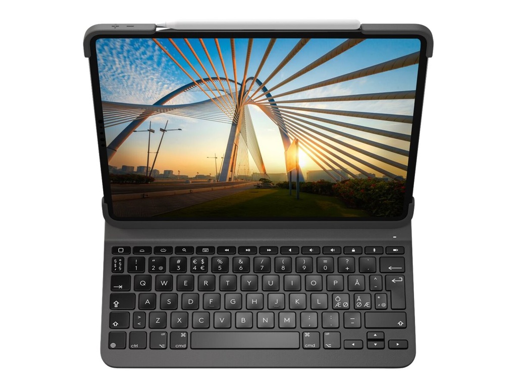 Logitech Slim Folio Pro - Tastatur und Foliohülle - hintergrundbeleuchtet - kabellos - Bluetooth LE - QWERTY - Nordisch - für Apple 11-inch iPad Pro (1. Generation, 2. Generation)