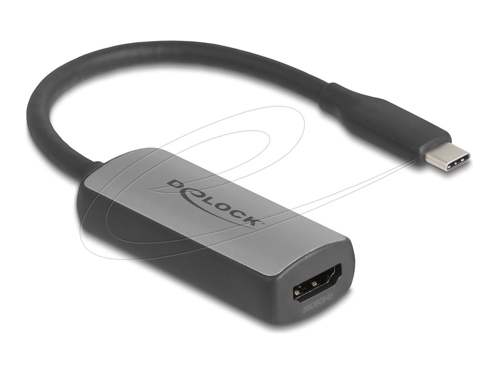 Delock Adapterkabel - 24 pin USB-C männlich zu HDMI weiblich - 17 cm - Grau - 8K60Hz (7680 x 4320)