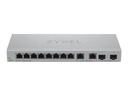 ZyXEL XGS1210-12 - V2 - Switch - managed - 8 x 10/100/1000 + 2 x 100/1000/2.5G + 2 x 1 Gigabit/10 Gigabit SFP+ (Uplink)