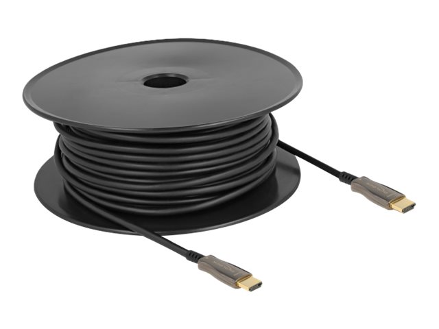 Delock HDMI-Kabel - HDMI männlich zu HDMI männlich - 30 m - Schwarz - Active Optical Cable (AOC)