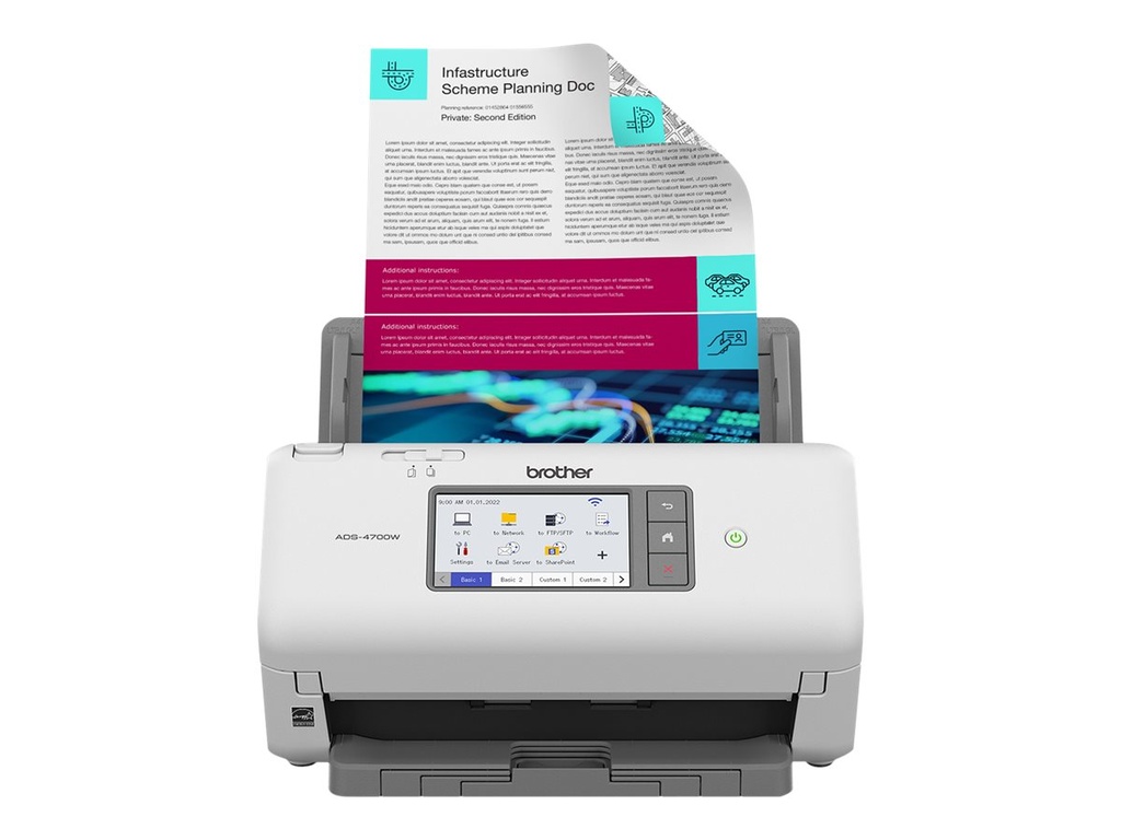 Brother ADS-4700W - Dokumentenscanner - Dual-CIS - Duplex - A4 - 600 dpi x 600 dpi - bis zu 40 Seiten/Min. (einfarbig)
