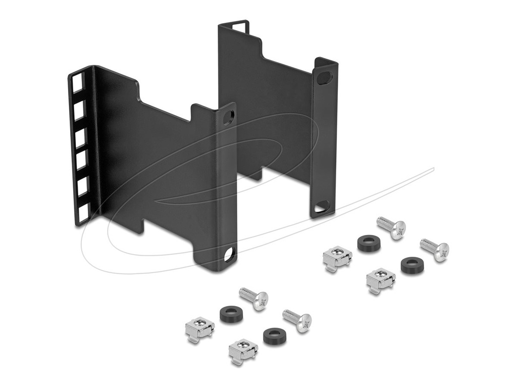 Delock Rackmontagesatz - Server-Rack, Tiefenerweiterungsadapter, zur Verlängerung der Montagetiefe um bis zu 10 cm - Schwarz - 2U - 25.4/48.3 cm (10"/19")