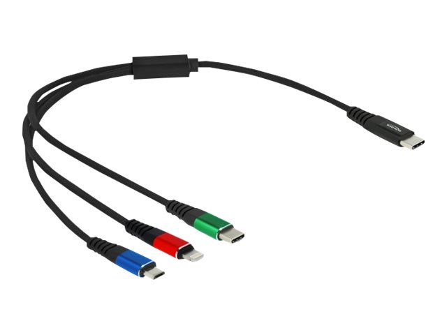 Delock 3 in 1 - Kabel nur zum Laden - 24 pin USB-C männlich zu Micro-USB Typ B, Lightning, 24 pin USB-C männlich