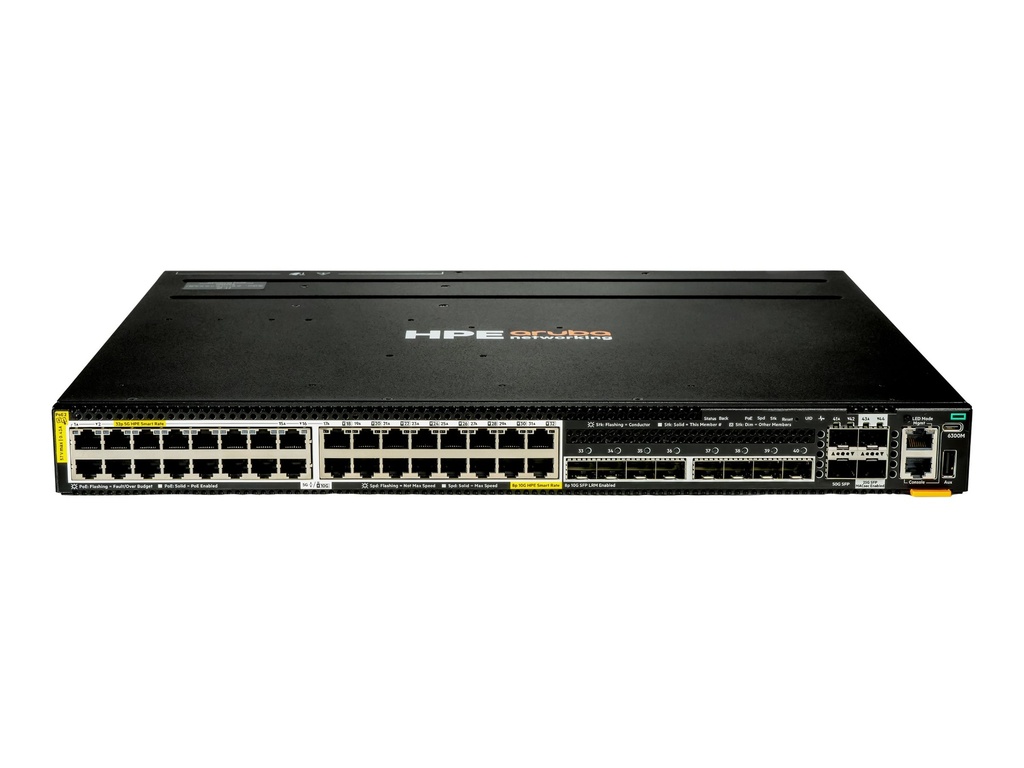 HPE Aruba Networking CX 6300M 32p Smart Rate 5G CL8 8p SFP+ 10G LRM 2p SFP56 50G 2p SFP28 25G MACsec Switch - Switch - L3 - managed - 32 x 1/2.5/5GBase-T (PoE++)