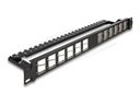 Delock Patchpanel (Blindblech) - abgewinkelt, mit Zugentlastung - Rack montierbar - Schwarz - 1U - 48.3 cm (19")