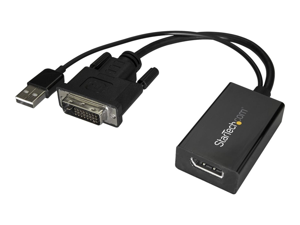 StarTech.com DVI auf DisplayPort Adapter mit USB Power - DVI-D zu DP Video Adapter - DVI zu DisplayPort Konverter - 1920 x 1200 - Videoadapter - Dual Link - DVI-D (M)