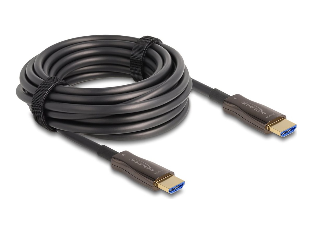 Delock High Speed - HDMI-Kabel - HDMI männlich zu HDMI männlich - 10 m - Hybrid Kupfer/Kohlefaser - Schwarz - Active Optical Cable (AOC)