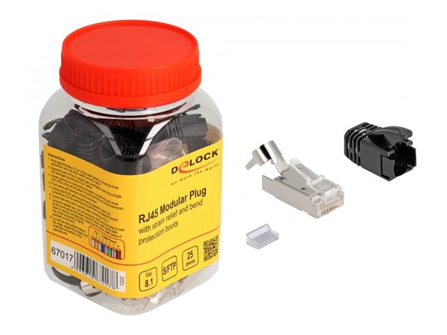 Delock Netzwerkanschluss - RJ-45 (M) - S/FTP - CAT 8.1 - ohne Haken (Packung mit 25)