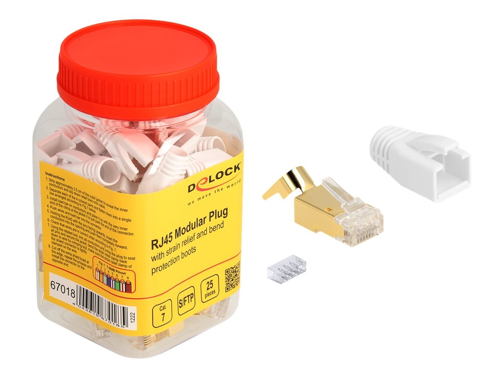 Delock Netzwerkanschluss - RJ-45 (M) - S/FTP - CAT 7 - rund, ohne Haken (Packung mit 25)