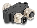 Delock Netzwerk-Splitter - M12 (4-polig) zu M12 (4-polig)