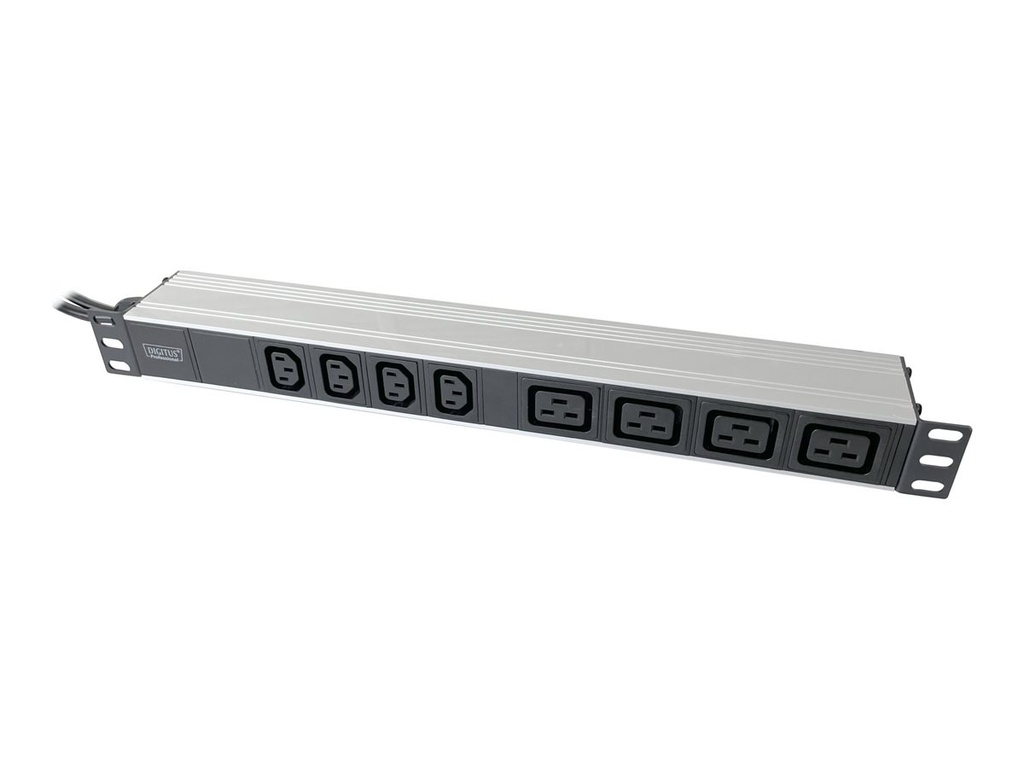 DIGITUS Stromverteilungseinheit (Rack - einbaufähig) - aluminum profile - Wechselstrom 250 V - Ausgangsanschlüsse: 8 (4 x IEC 60320 C13, 4 x IEC 60320 C14)