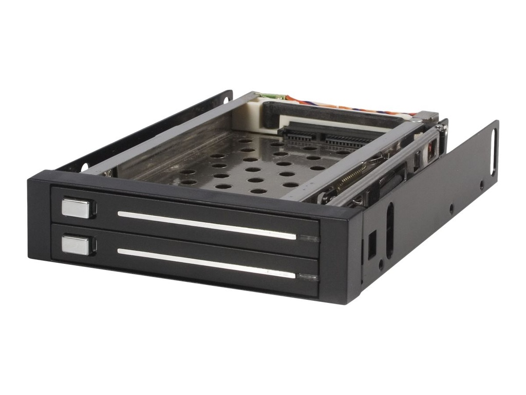 [HSB220SAT25B] StarTech.com SATA Wechselrahmen 3,5 Zoll trägerlos - Mobiles Festplatten Speicher Rack für 2x 6,4cm (2,5)