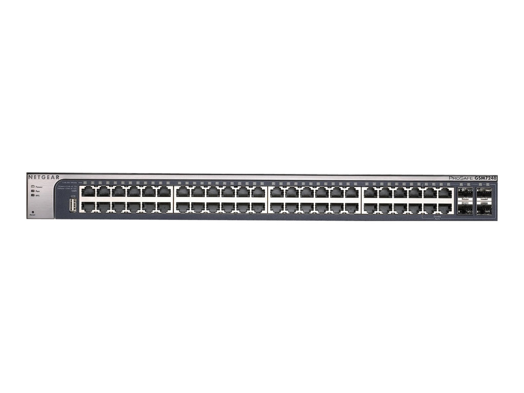 Netgear GSM7248v2 - Switch - managed - 48 x 10/100/1000 + 4 x Shared SFP