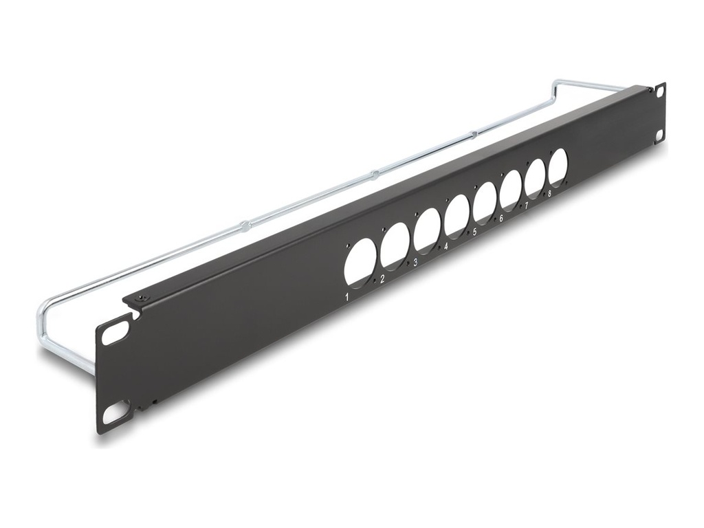 Delock Patchpanel (Blindblech) - D-Typ, Zugentlastung, zentral - Rack montierbar - Schwarz - 1U - 48.3 cm (19")
