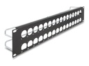 Delock Patchpanel (Blindblech) - D-Typ, Zugentlastungen - Rack montierbar - Schwarz - 2U - 48.3 cm (19")