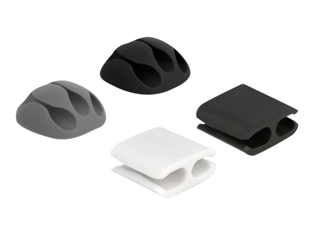 Delock Set Kabelhalter und Kabelclip - Grau