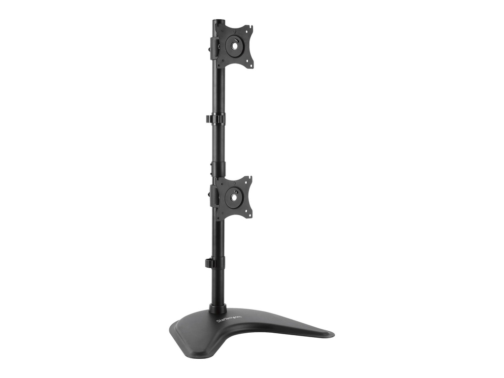 StarTech.com Startech Vertikale Dual Monitorhalterung - Heavy Duty Stahl - Für VESA Monitore bis zu 27 Zoll - Verstellbarer zweifach Moniotrständer - Aufstellung - für 2 Monitore - stabiler Stahl - Schwarz - Bildschirmgröße: 33-68.6 cm (13"-27")