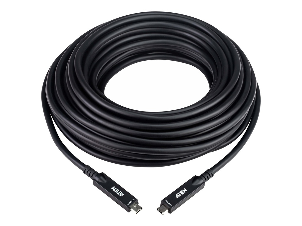 ATEN USB-Kabel - USB-C (M) zu USB-C (M) - USB 3.2 Gen 2 / DisplayPort 2.1 - 5 V - 15 m - Active Optical Cable (AOC)