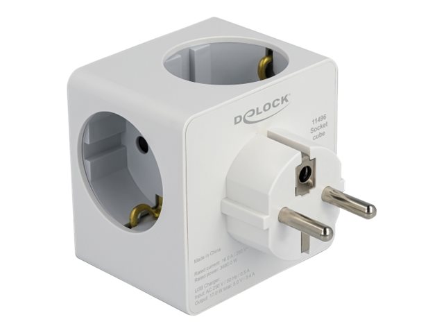 Delock Netzteil - 16 A - 6 Ausgabeanschlussstellen (2 x 9-polige USB Typ A, USB-C, 3 x Stecker CEE 7/3)