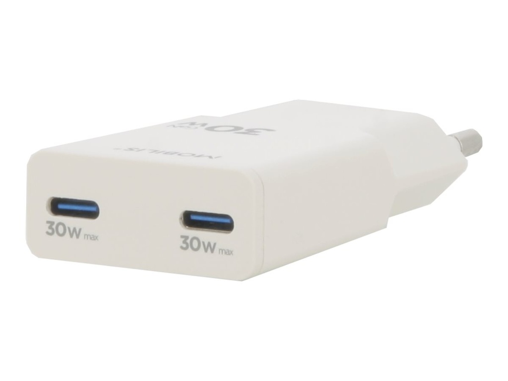 Mobilis Netzteil - ultra-kompakt - 30 Watt - PD/PPS, Fast Charge - 2 Ausgabeanschlussstellen (USB-C)