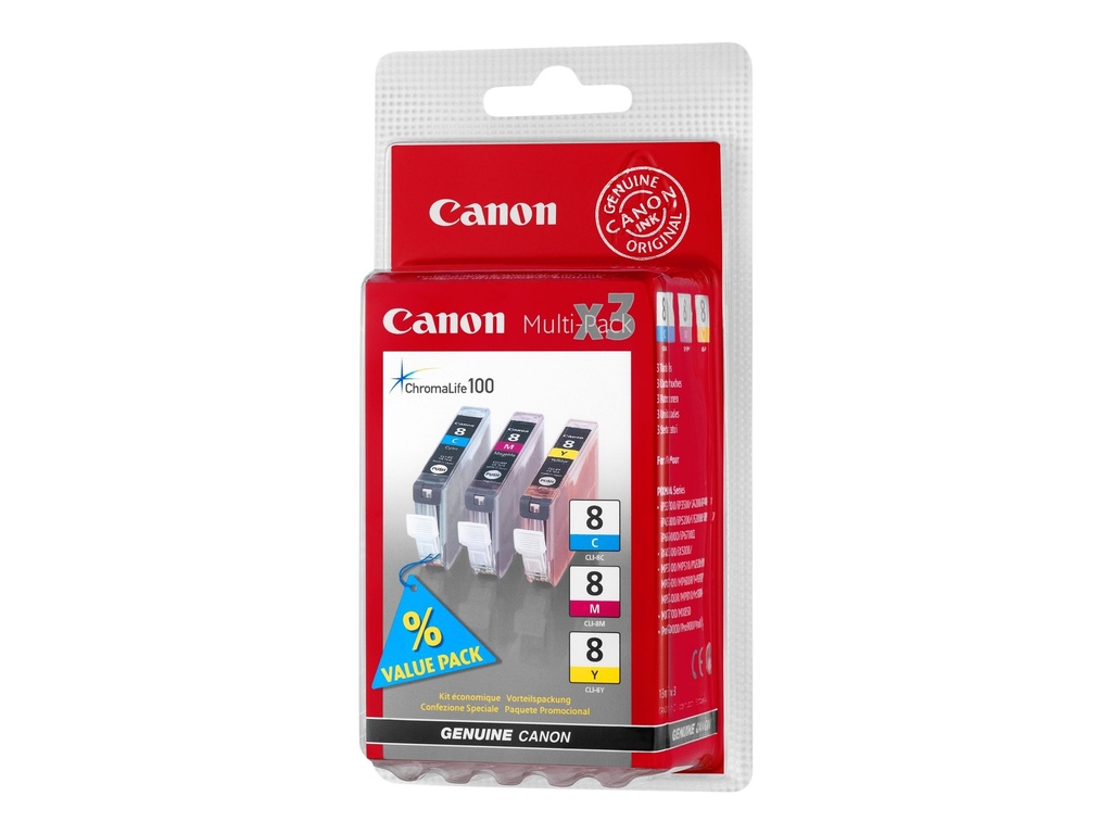 Canon CLI-8 3 Color Multipack - Gelb, Cyan, Magenta