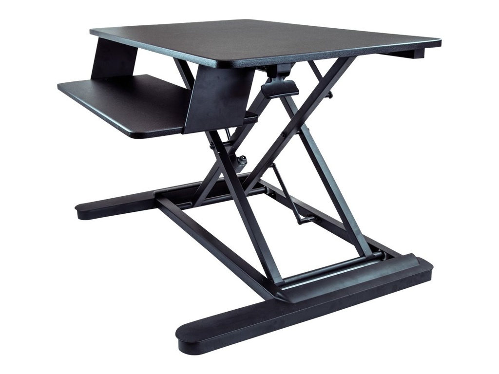 StarTech.com Startech Sitz-Steh Schreibtischaufsatz mit Tastaturablagefach - Oberfläche 89 x 53 cm - Ergonomischer Höhenverstellbarer Stehpult/Steharbeitsplatz - Platz für 2 Monitore - vormontiert (ARMSTSLG)