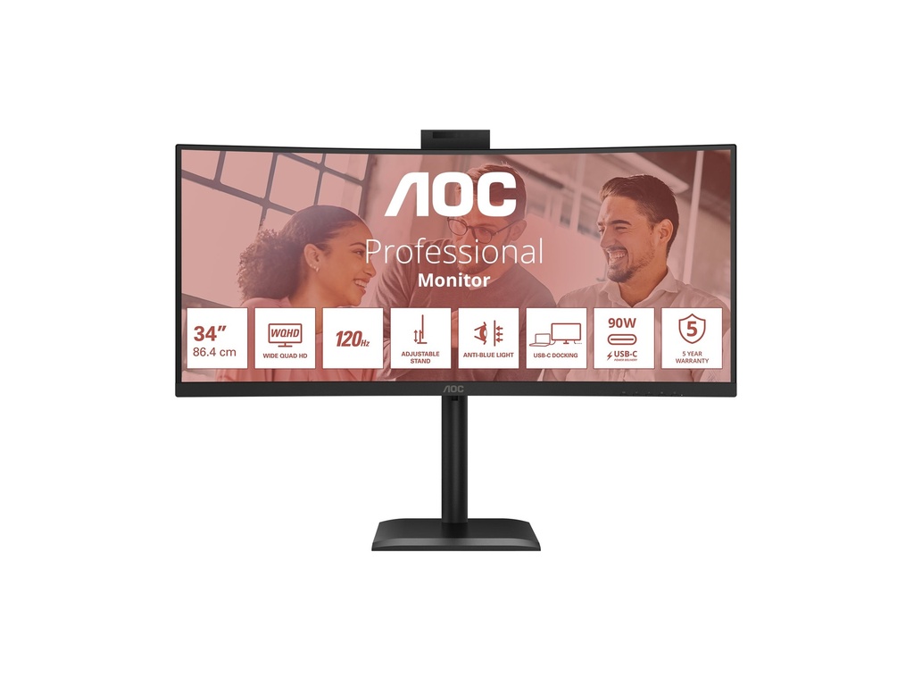 AOC CU34E4CW - LED-Monitor - gebogen - USB - 86.4 cm (34")