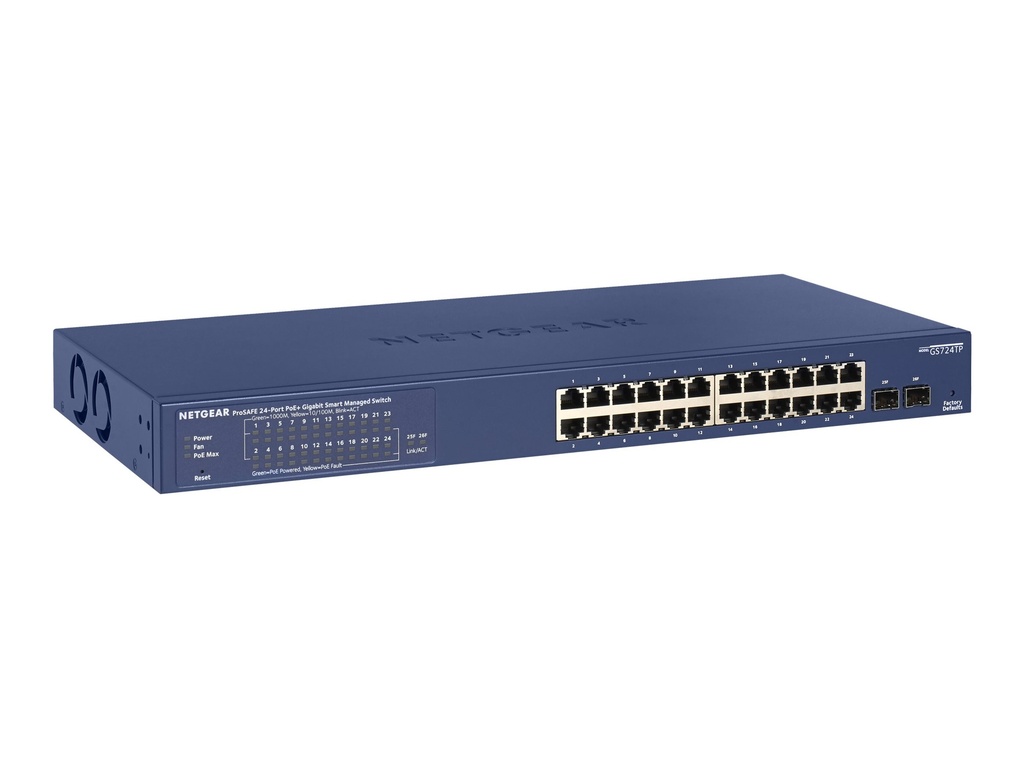 Netgear Smart GS724TPv2 - Switch - Smart - 24 x 10/100/1000 (PoE+)