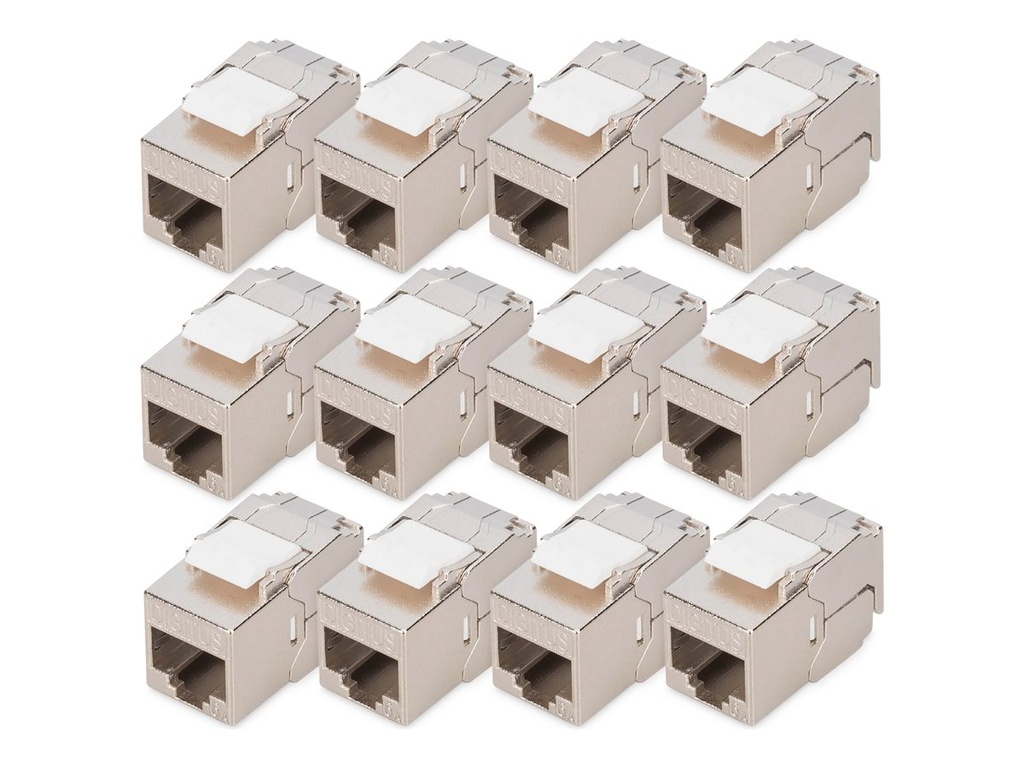 DIGITUS CAT 6A  Kompakt-Keystone Modul, geschirmt, werkzeugfreier Montageanschluss, 12 Stk.