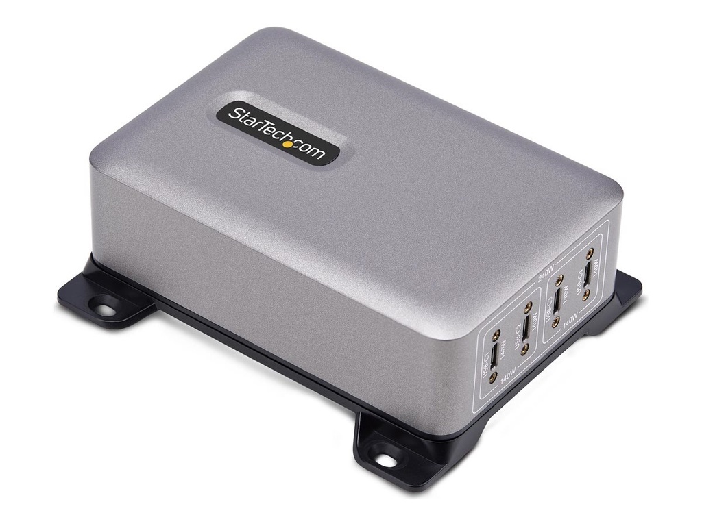 StarTech.com 4-Port USB-C Charger, 240W Total, Single Port 140W EPR - Netzteil - mit Oberflächenmontagehalterung - 240 Watt - 5 A - Power Delivery 3.1 - 4 Ausgabeanschlussstellen (USB-C)