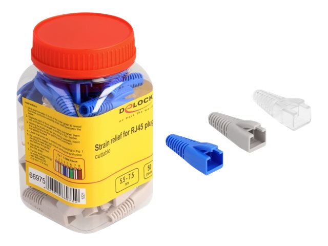 Delock Netzwerkkabel-Knickschutz - Grau, Blau, durchsichtig (Packung mit 50 Stück)