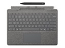 Microsoft Surface Pro Keyboard - Tastatur - mit Trackpad, Beschleunigungsmesser, Surface Slim Pen 2 Ablage- und Ladeschale - QWERTY - Englisch - Platin - mit Slim Pen 2 - für Microsoft Surface Pro 8, Pro 8 for Business, Pro 9, Pro 9 for Business, Pro 10 for Business, Pro (11th Edition)