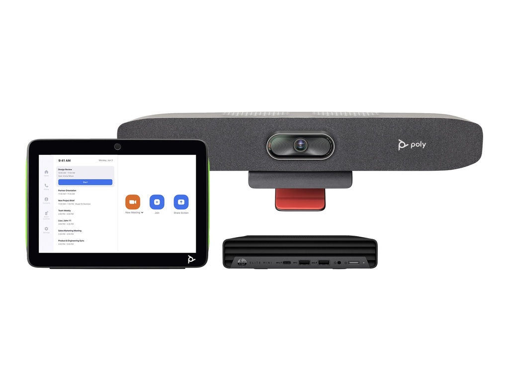 Poly HP Poly Studio Small Room Bundle - Für Zoom Rooms - Kit für Videokonferenzen (HP Mini Conferencing PC, Poly Studio R30 video bar, Poly TC10 Touchcontroller)
