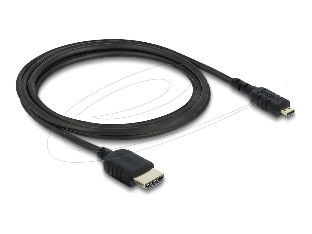 Delock High Speed - HDMI-Kabel - HDMI männlich zu 19 pin micro HDMI Type D männlich - 2 m - dreifach abgeschirmtes Koaxialkabel - Schwarz - 8K60Hz (7680 x 4320)