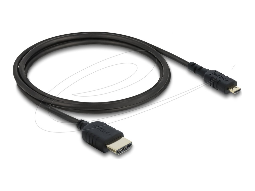 Delock High Speed - HDMI-Kabel - HDMI männlich zu 19 pin micro HDMI Type D männlich - 1 m - dreifach abgeschirmtes Koaxialkabel - Schwarz - 8K60Hz (7680 x 4320)