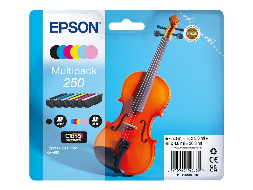 Epson 250 Multipack - 6er-Pack - Schwarz, Gelb, Cyan, Magenta, hell Cyan, hellmagentafarben