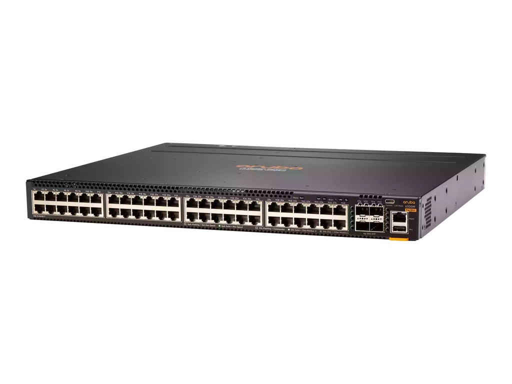 HPE Aruba 6300M - Switch - L3 - managed - 48 x 10/100/1000 + 4 x 1 Gigabit / 10 Gigabit / 25 Gigabit / 50 Gigabit SFP56 (Uplink / Stacking)