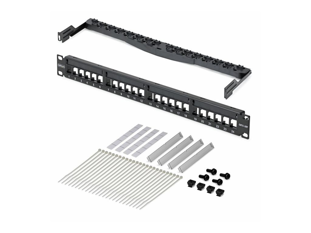 StarTech.com Patch Panel - Rack montierbar, geeignet für Wandmontage - CAT 5e/6 - UTP - Schwarz - 1U - 48.3 cm (19")