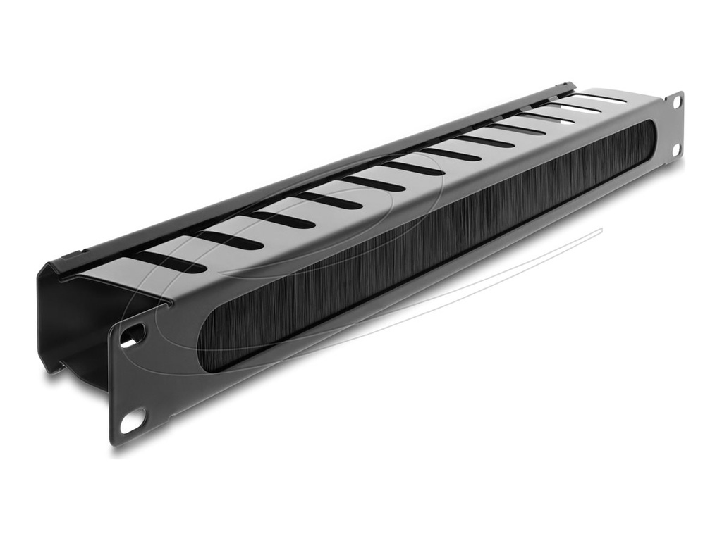 Delock Verlegetafel für Rack-Kabelmanagement - mit Bürste - Schwarz - 1U - 48.3 cm (19")