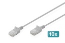 DIGITUS CAT 6 U-UTP Slim Patchkabel, 0,5 m, Grau, 10 Stück