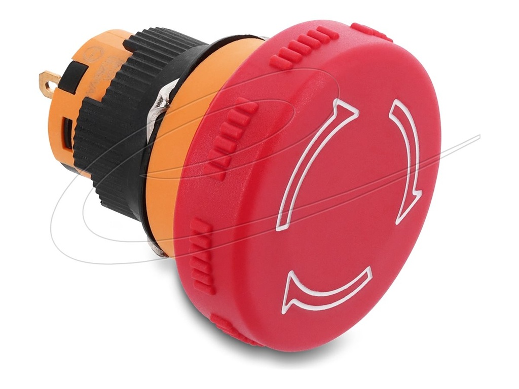 Delock Drücktaster - mushroom-head, for Installation 16 mm 2 x solder terminals (short)