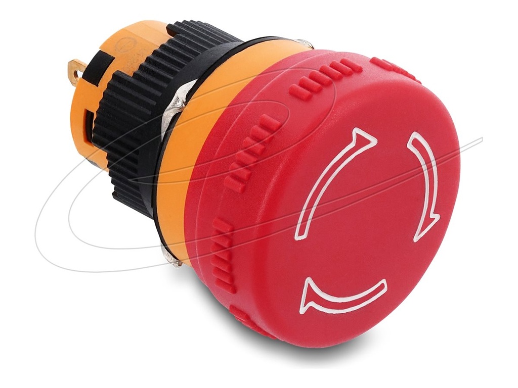 Delock Drücktaster - mushroom-head, for 16 mm installation, 2 x solder terminals (short)