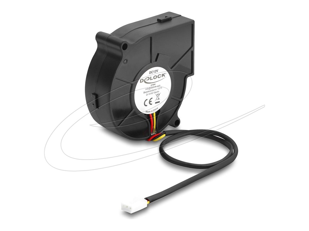 Delock Radiallüfter Lüftergebläse DC 75 x 75 25 mm - 12 V - 10,59 cfm