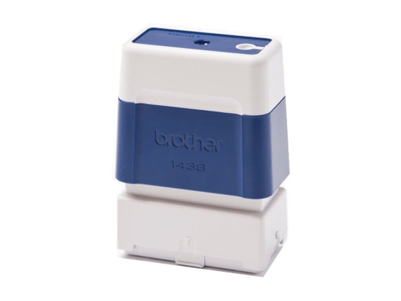 Brother 1438 - Stempel - vorgetränkt - Blau - Benutzerdefinierter Text - 14 x 38 mm (Packung mit 12)