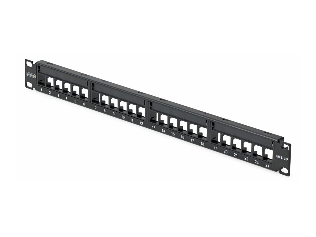 StarTech.com Startech - Leeres Keystone-Patchpanel - for RJ45 - geeignet für Wandmontage, Rack montierbar - CAT 5e/6 - UTP - Schwarz - 1U - 48.3 cm (19")
