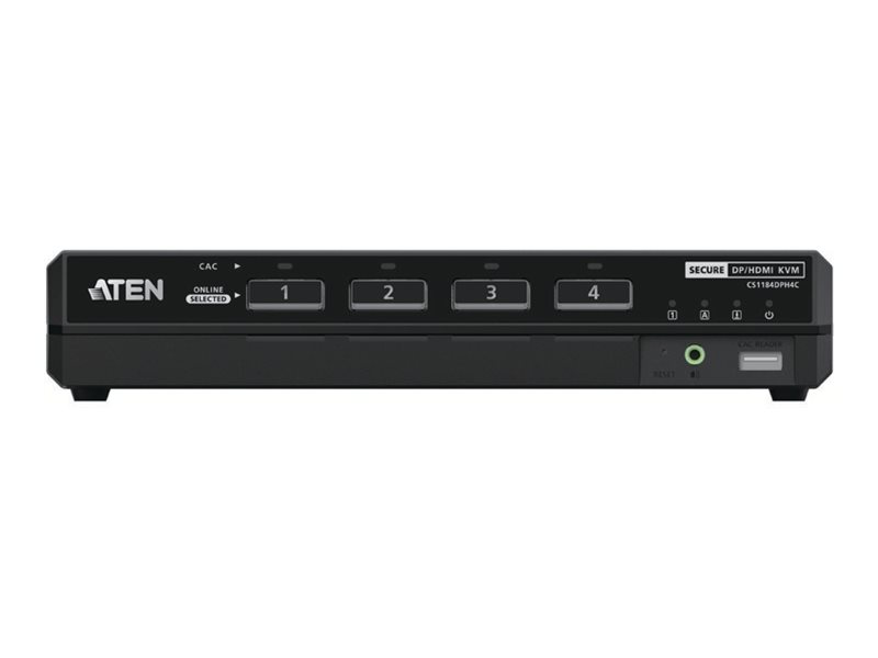 ATEN CS1184DPH4 - KVM-/Audio-Switch - 5K, DisplayPort/HDMI Single/Dual Display, Universal, Secure