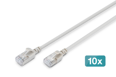 [DK-1632-A-050S-10] DIGITUS CAT 6A F-FTP Slim Patchkabel, 5 m, Grau, 10 Stück